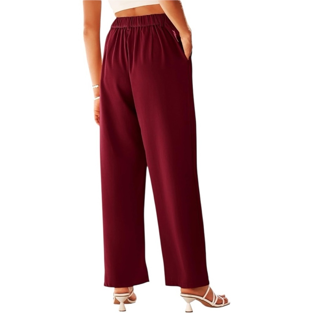NWOT Pretty Garden Burgundy Trouser Wide Leg Pants Stretchy Size Small - Picture 2 of 7